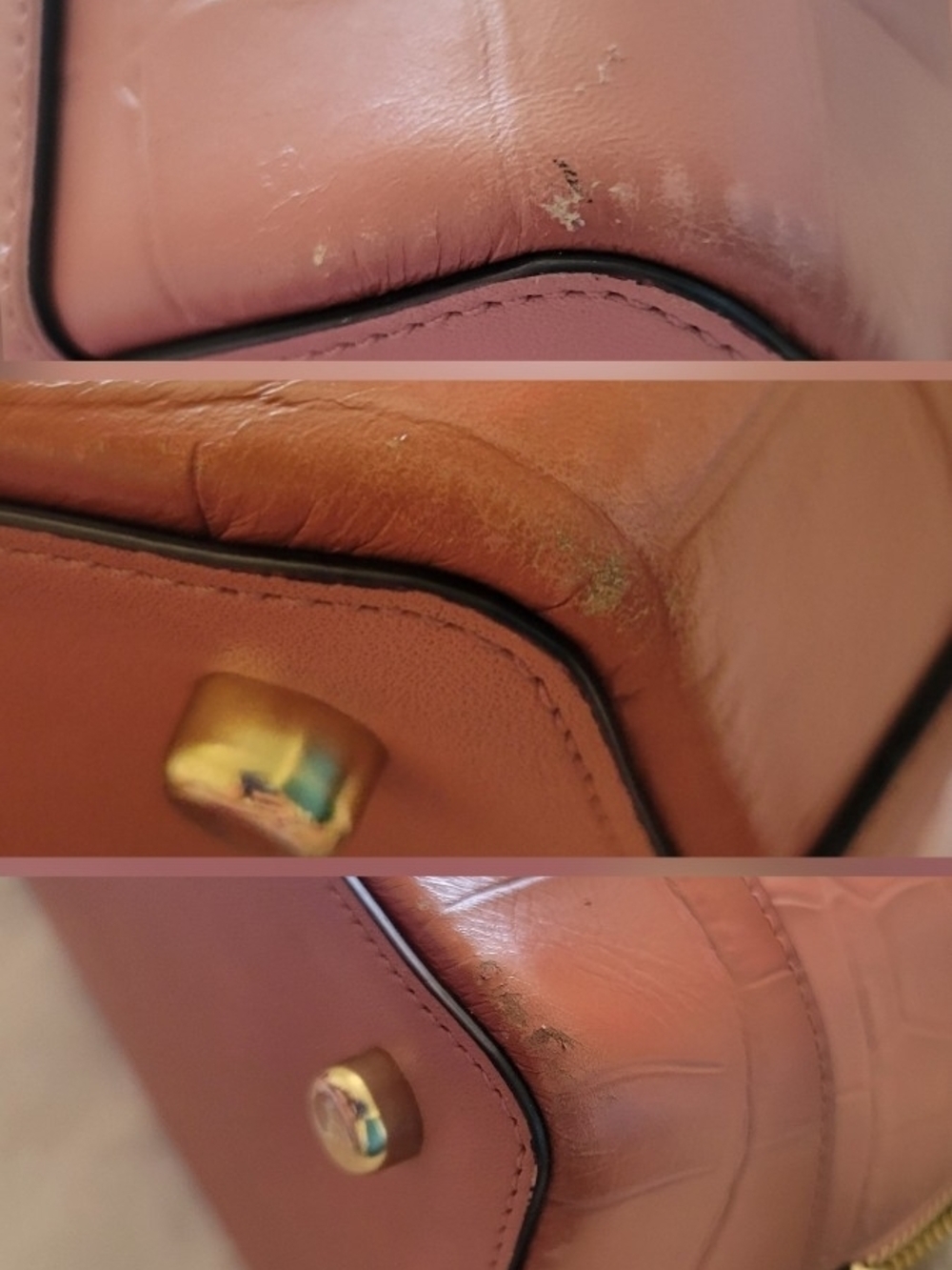 Coach Pink Croc-Embossed Leather Dome Satchel - Picture 13 of 13